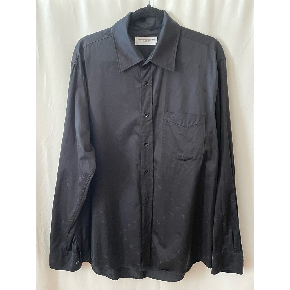 Marine Serre Moon Pattern Black Long Sleeve Button Down Shirt L